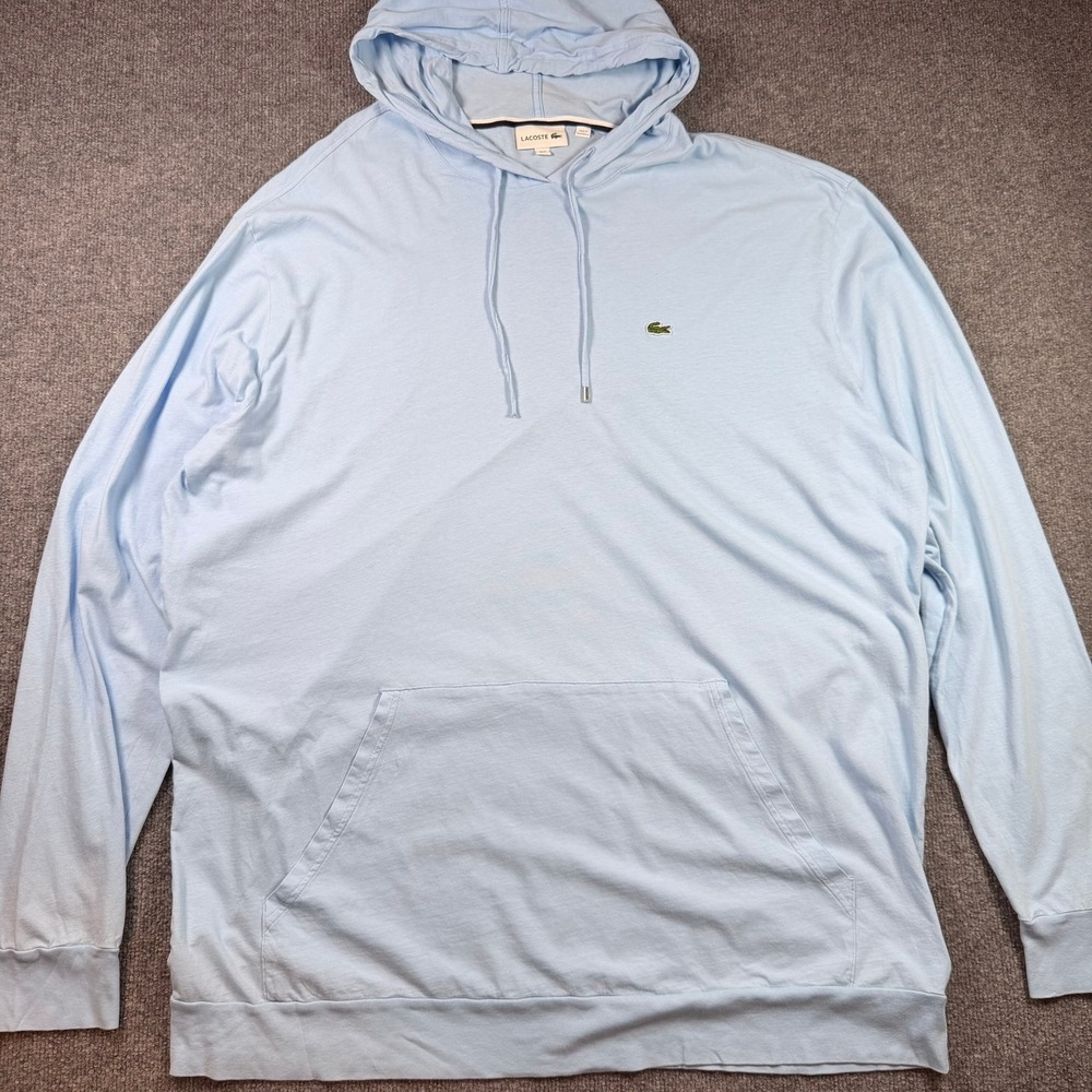Lacoste Hoodie T-Shirt Mens 3XLT Light Blue Long Sleeve Crocodile Logo FA12471